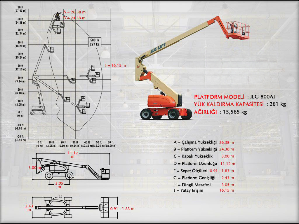 Dizel Eklemli Manlift Platform 27 Metrelik